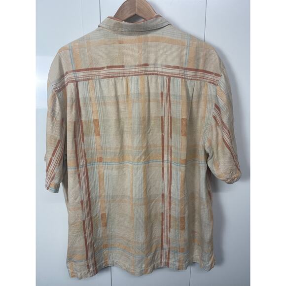 Tommy Bahama Vintage Mens 100% Silk‎ Plaid Short Sleeve Button Up Shirt XL - Picture 2 of 7